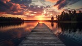 Fototapeta Las - sunset on the lake