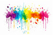 Illustration of many colorful splashes of color on a white background