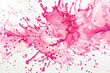 Illustration of many pink splashes of color on a white background
