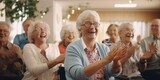 Fototapeta  - elderly people in a nursing home having fun Generative AI