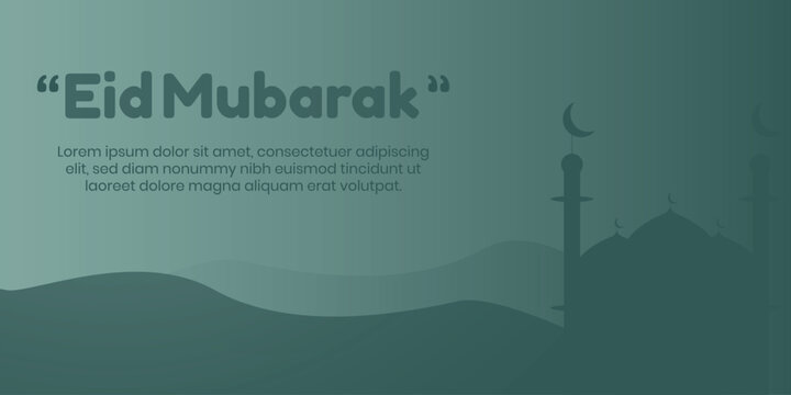 Eid al-Fitr background with mosque silhouette, suitable for banner, greeting card, web banner