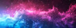 A colorful, swirling galaxy with purple, blue, and pink hues