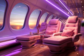 a realistic and captivating mockup of an airplane seat with an lcd screen, showcasing an engaging and immersive entertainment interface to enhance the passenger experience during a flight.