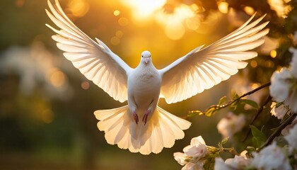 Poster - Holy Spirit: White Dove with Open Wings in Golden Aura