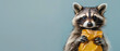 Raccoon in a recycling uniform, sorting through materials, acting as a conscientious environmental worker promoting sustainability.