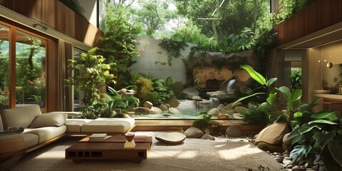 Biophilic interior design living room