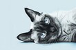 portrait of a Siamese cat with pale blue eyes isolated on a pale blue background, pet love concept, vet or petshop wallpaper banner card