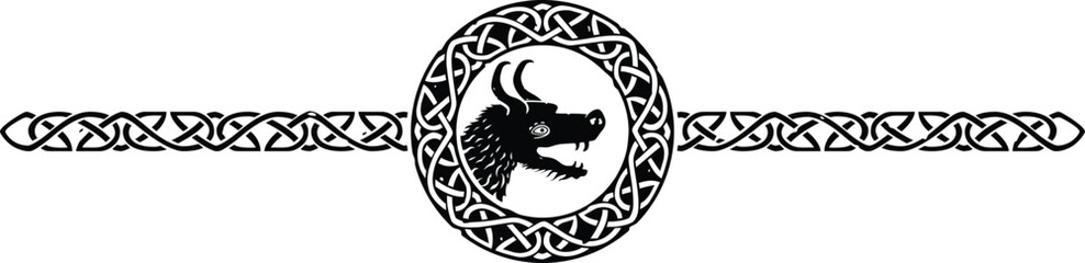 Ornate Celtic Pattern Circle Header with Dragon Head