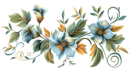 Wall Mural - Beautiful floral ornament in white background. Generative Ai