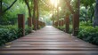 Landscape of timber pathway with the changing environment