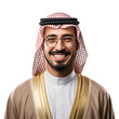 Teacher with Glasses, Dressed in Traditional Arabic Garb, Featured in a Half Body Portrait, Isolated on Transparent Background, PNG