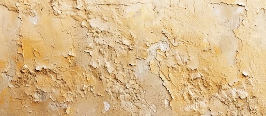 Wall Mural - A detailed shot of a beige marble wall, resembling a landscape painting. The texture is reminiscent of flowing water and swirling rock formations