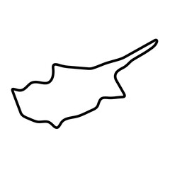 Wall Mural - Cyprus country simplified map. Thick black outline contour. Simple vector icon