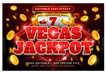 Poster - vegas jackpot 3d text effect and editable text effect with slot machine illustration and light background
