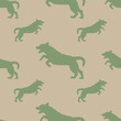 Running and jumping labrador retriever isolated on a brown background. Seamless pattern. Endless texture. Design for wallpaper, fabric, print. Vector illustration.