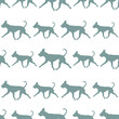 Running american pit bull terrier isolated on a white background. Seamless pattern. Endless texture. Design for wallpaper, fabric, print, template. Vector illustration.