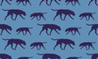 Seamless pattern. Running russian hound isolated on a blue background. Endless texture. Design for wallpaper, fabric, print, template. Vector illustration.