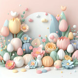 Fototapeta Dinusie - beautiful and cute flower 3D animate soft color design wallpaper and illustration