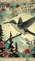 Wall Mural - Hummingbird Fly Illustration