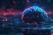 Futuristic abstract digital brain with glowing neural networks, artificial intelligence concept illustration, 3d rendering