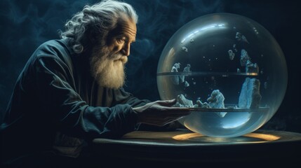 Poster - Beneath the ocean in a dome a philosopher contemplates existence amid deep-sea mysteries