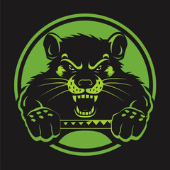 Wall Mural - Rat Logo With Black and Green Color