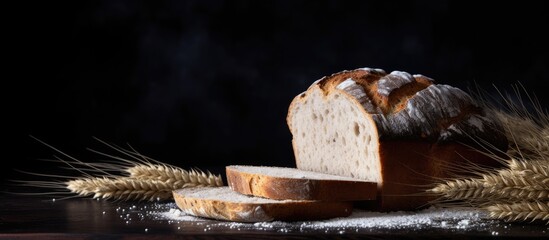 Poster - A loaf of bread and slice on table