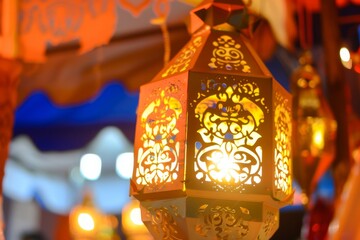 lantern with gold color from steel and glow