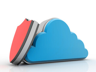 Poster - 3d illustration Cloud with shield