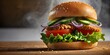 crispy fried chicken zinger burger with lettuce and tomato, fresh chicken burger sandwich fast food commercial advertisement banner with copy space area, zinger cheese burger on a wooden tabletop