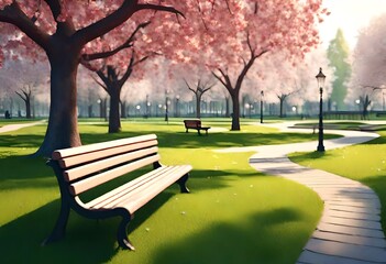 Wall Mural - bench in the park