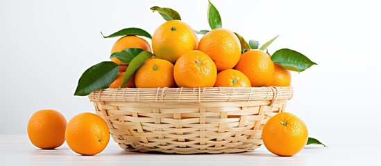 Leinwandbilder - Basket of ripe oranges and mandarins on display