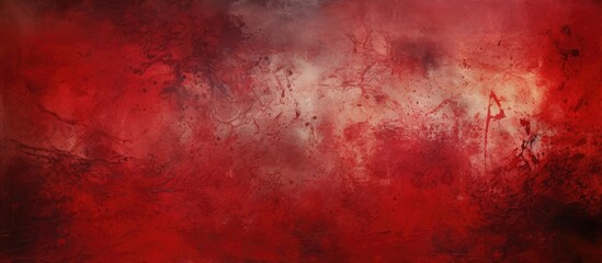 Poster - A red and black painting on a white backdrop