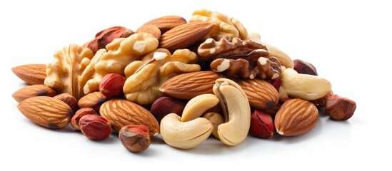 Aufkleber - Assortment of nuts and shells on white surface