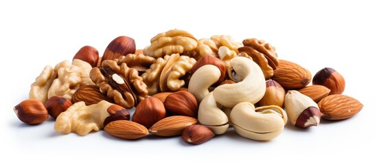 Aufkleber - Assortment of Mixed Nuts and Shells on White Background