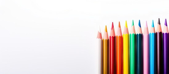 Aufkleber - A variety of vivid color pencils on a plain surface