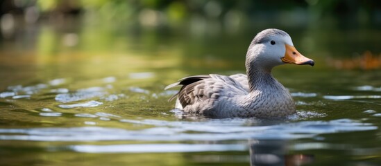 Poster - A duck swimming in the river