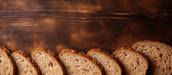 Poster - Slices of bread on a wooden table with a knife