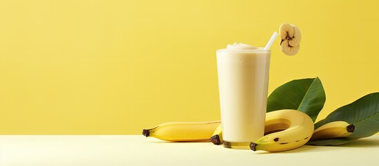 Leinwandbilder - Banana and milkshake on a table