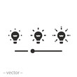 lighting slider icon, brightness control, managing level light, flat symbol on white background - vector illustration eps10
