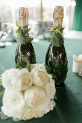 Wall Mural - a wedding bouquet of beautiful flowers on the table in the room