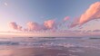 Serene Pink Sunset over the Atlantic Ocean in California with Dreamy Clouds