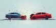 Illustration featuring car collision on road highlighting the importance of auto insurance. Concept Auto Insurance, Car Collision, Road Safety, Illustration, Importance