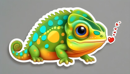 Wall Mural - a colorful chameleon on a branch with the colorful eyes.