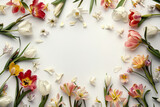 Fototapeta  - Rahmen aus Frühlingsblumen mit Textfreiraum