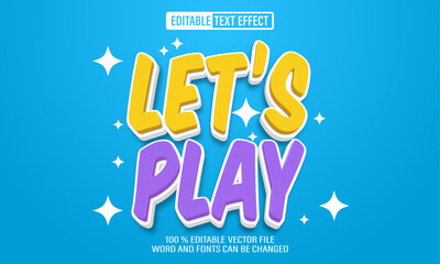 Aufkleber - Editable 3d text style effect - Let's Play Cartoon text effect Template