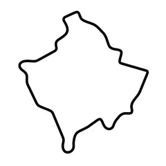 Sticker - Kosovo country simplified map. Thick black outline contour. Simple vector icon