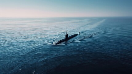 nuclear submarine floating in the middle of the ocean