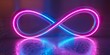 3d render, infinity symbol, neon light, loop, ultraviolet spectrum, quantum energy, pink blue violet glowing line,