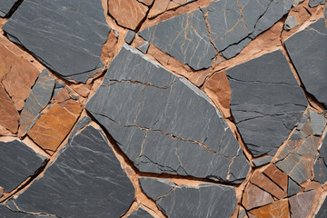 Wall Mural - Cracked slate stone texture in earth tones